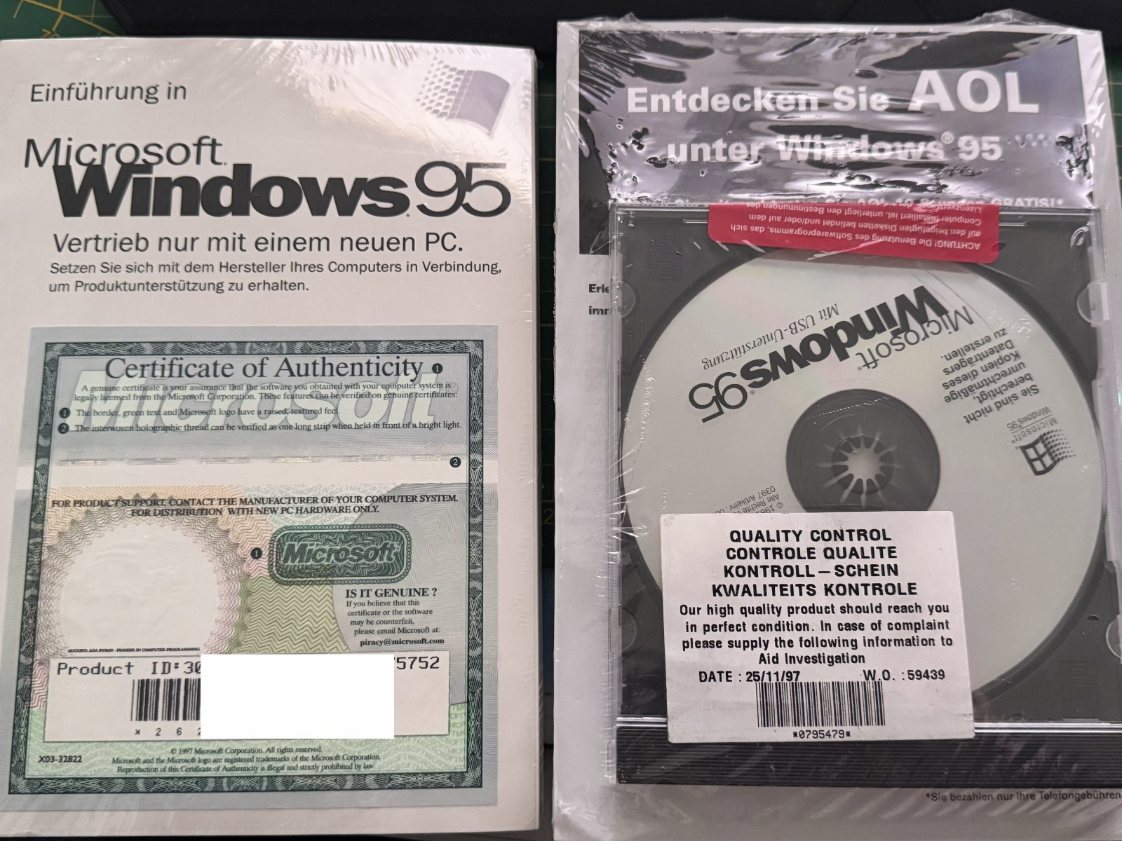 Microsoft Windows 95 CD - OEM - NEW - With Product ID - UNOPENED