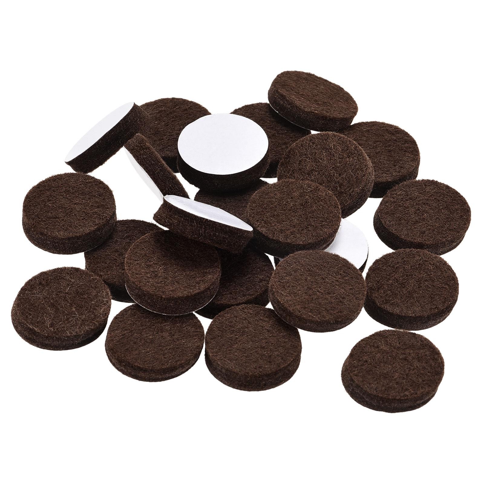Felt Furniture Pads 20mm Dia 5mm Thick Adhesive Floor Protectors, Brown 24Pcs