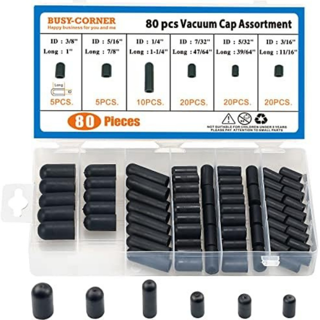 100 Pcs Carburetor & Vacuum Rubber Cap Plug Assortment Kit Intake Vacuum Lines