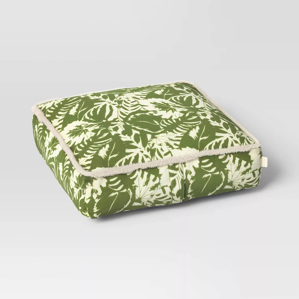 24"x6" Outdoor Patio Floor Cushion Tropical Foliage Green - Threshold: