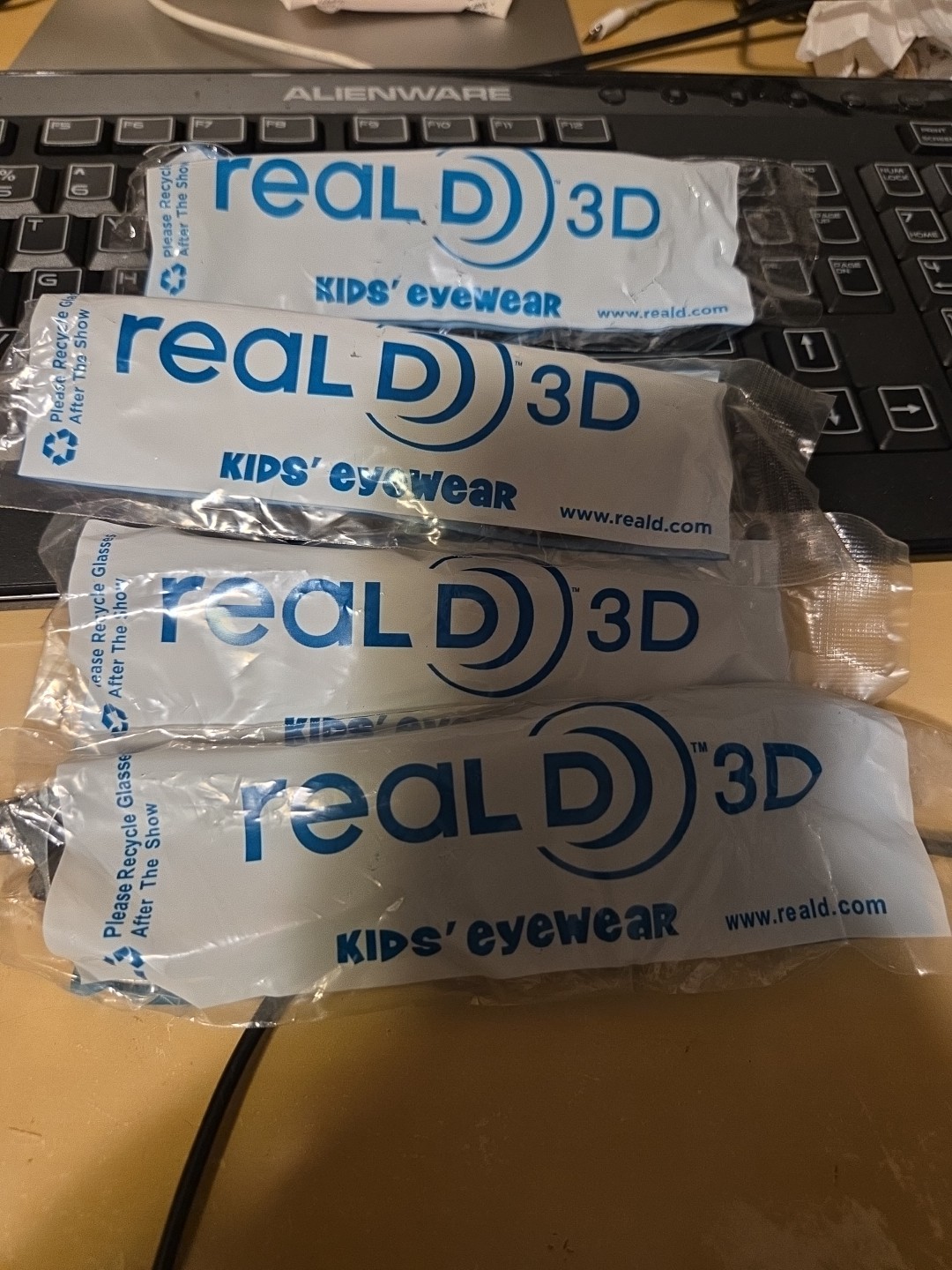 4 PACKAGES REAL D 3D MOVIE GLASSES KIDS SIZE  ALL NEW SEALED Black Color