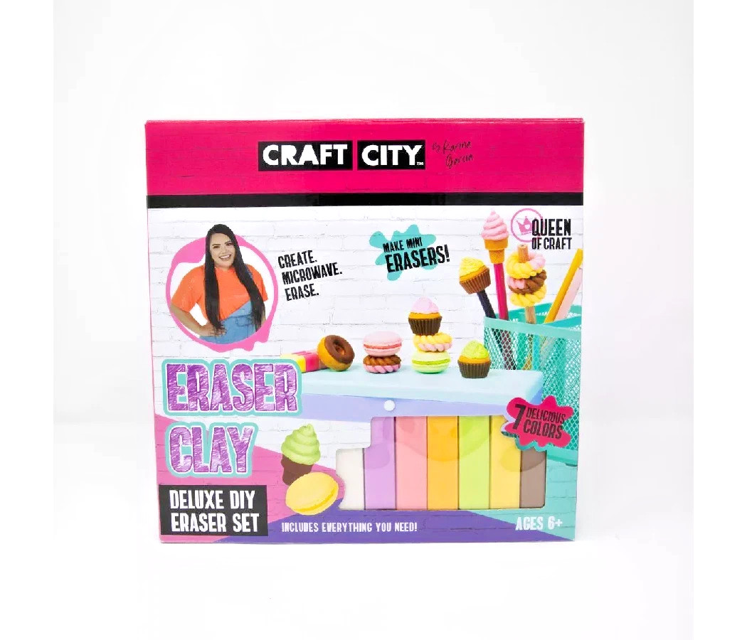 Craft City Eraser Clay Deluxe DIY Eraser Set 7 Colors NEW