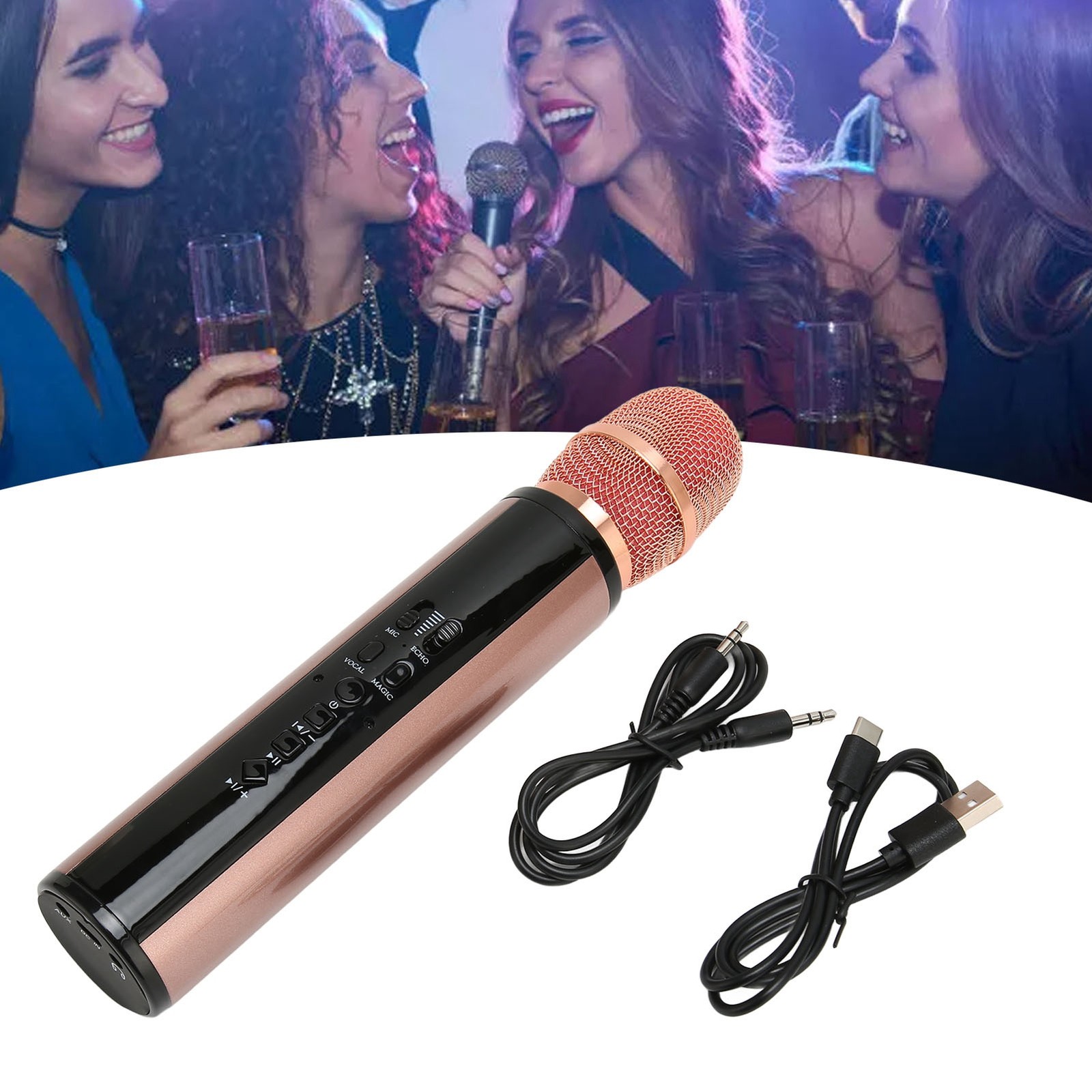 Bluetooth Handheld Microphone Noise Reduction Stereo Wireless Karaoke Mic With