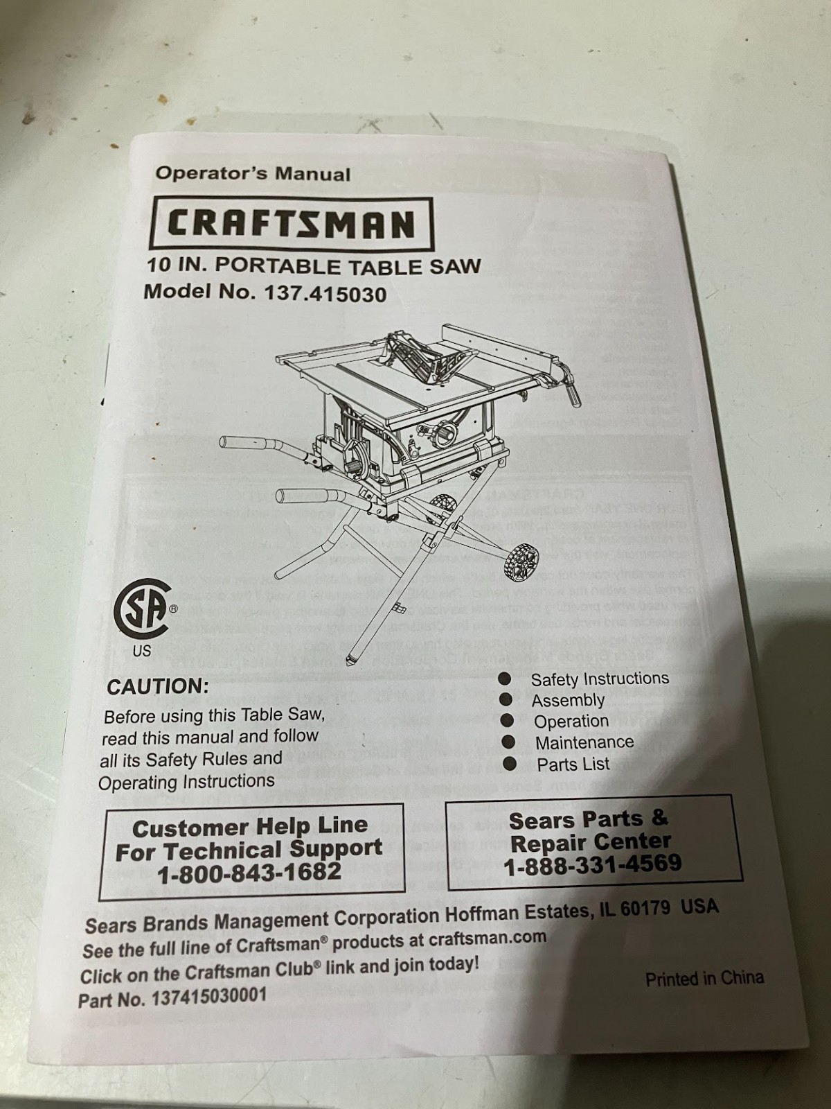 Craftsman Table Saw - Replacement Blade Guard Assembly - 137 Series FREE SHIP