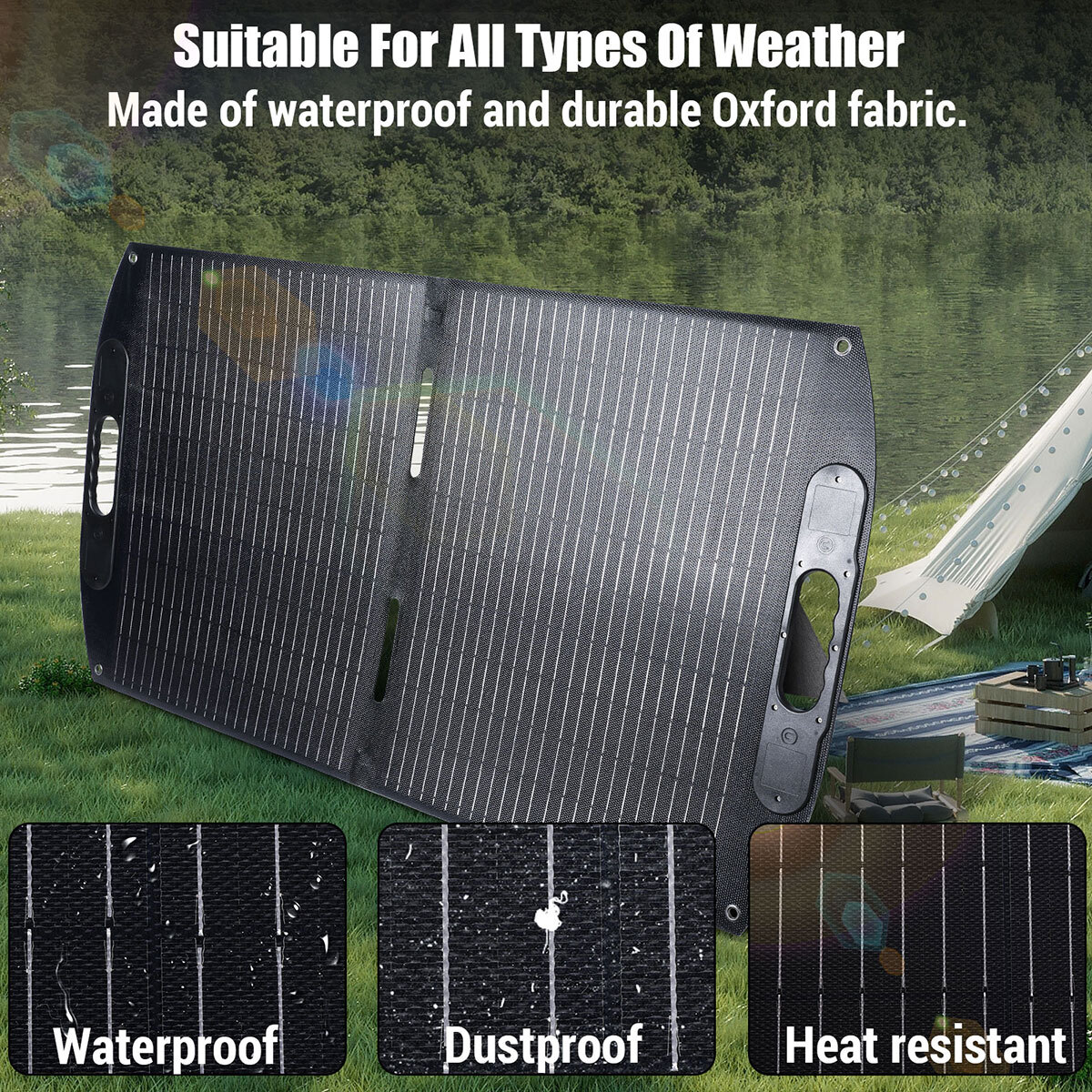 200w 22v Portable Foldable Solar Panel USB/Type-C/DC Output (81x23inch/9.5lb) US