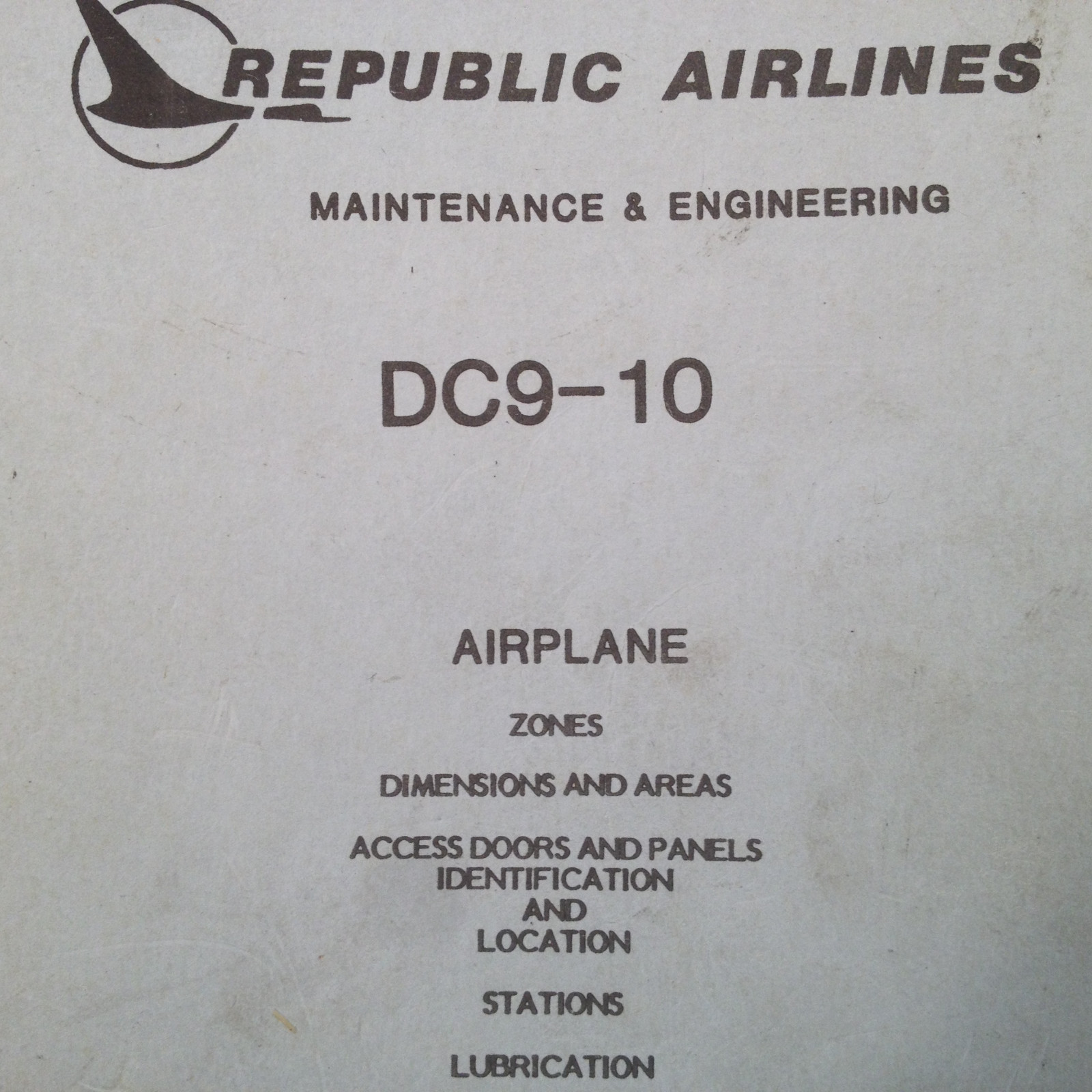 DC9-10 Maintenance & Engineering Zones, Stations, Lubrication Doors Booklet