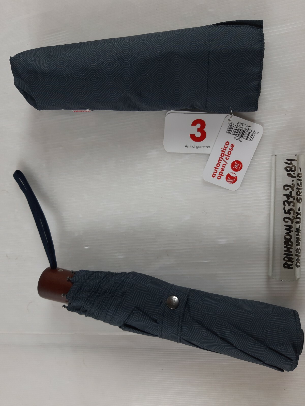 Unisex Mini Umbrella - Automatic - 8 Sticks - Grey - 25312 - Rainbow