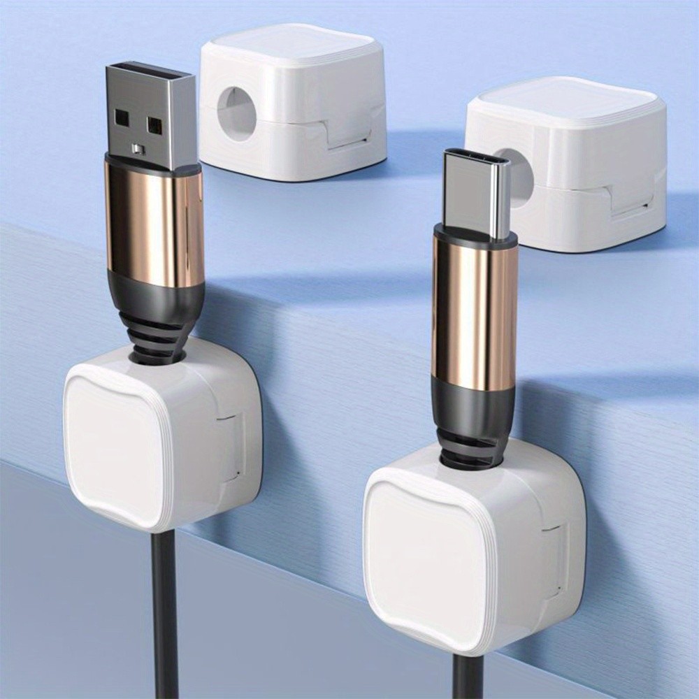 6PCS Magnetic White Self-adhesive Wire Organizer Wire Sorting Data Cable Storage