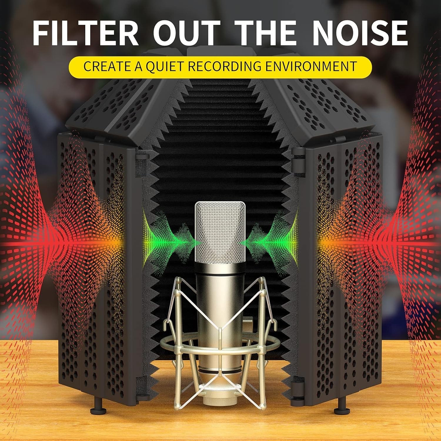 High-Density Multi-Panel Microphone Isolation Shield for Studio Recording
