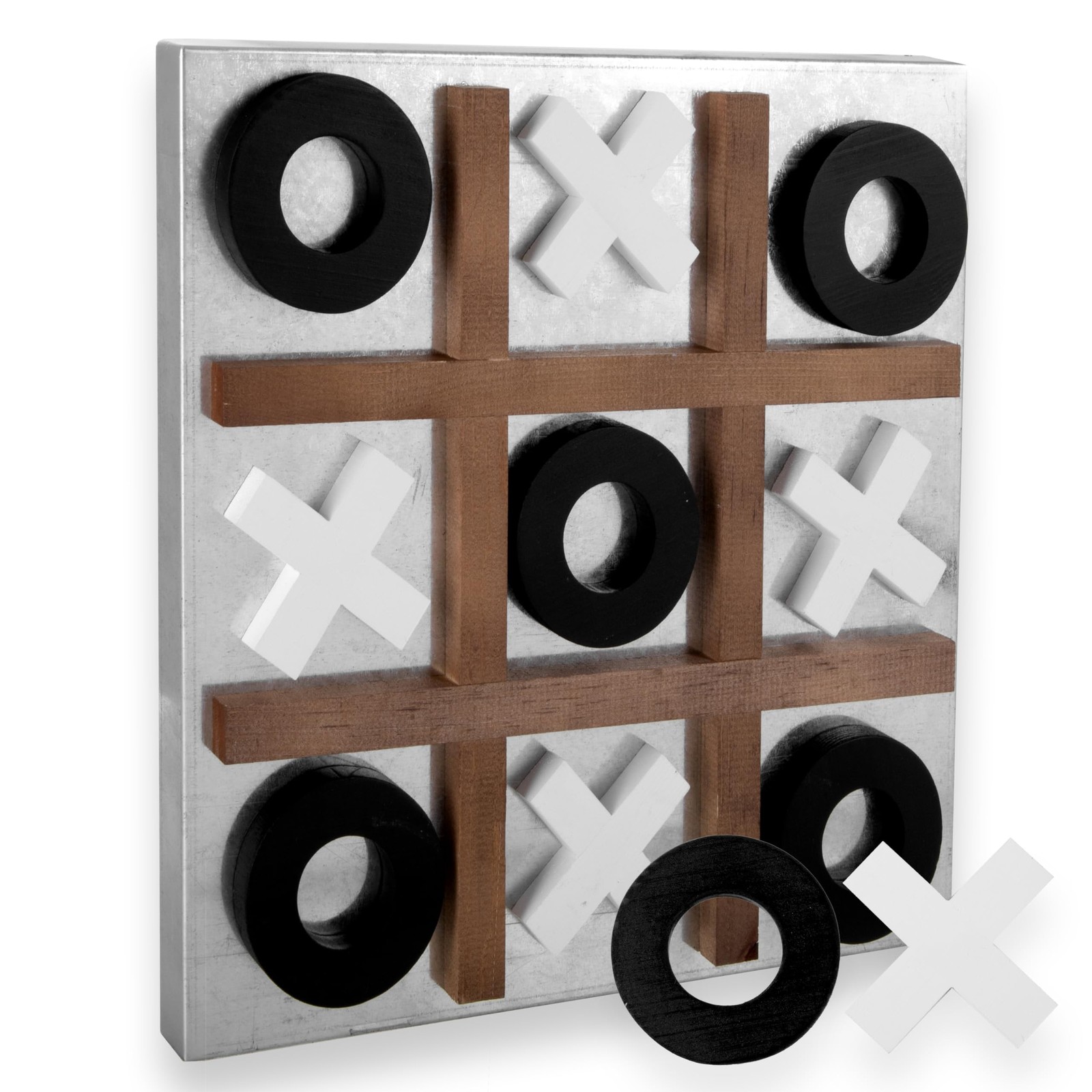 Play Platoon Metal & Wood Magnetic Tic Tac Toe Wall Mounted Games - 13.5 Inch Ta
