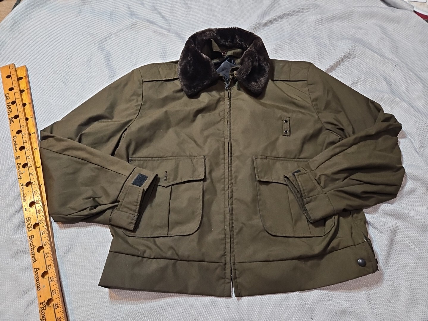 FechHeimer Jacket Duty Champ Mens Brown Button-Up Coat Vintage USA Bomber