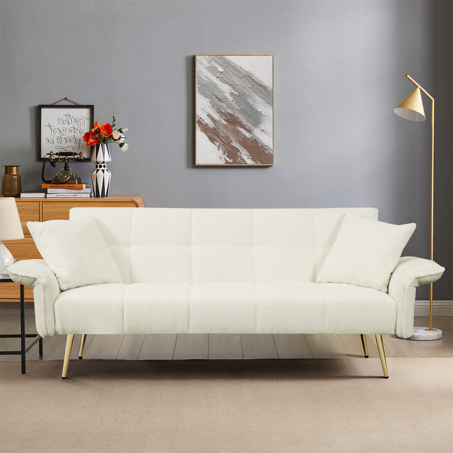 Convertible Sleeper Sofa Bed Couch Futon Sofa Bed Folding Recliner Sofa US