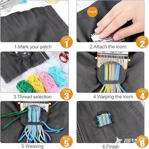 Knit Patch Loom Kit, Darning Loom Machine Type Mini Mending Tool, 12 Hooks