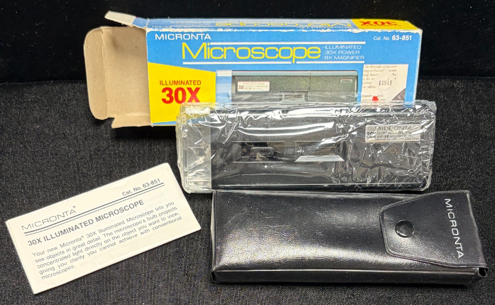Micronta Microscope Illuminated 30x Power, 8X Magnifier in Orig. Box, Unused