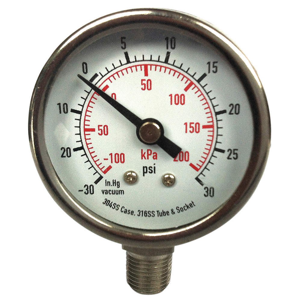 GRAINGER APPROVED 4FML6 Pressure Gauge,Test,2 In 4FML6