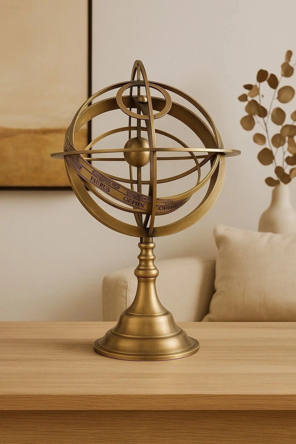 Engraved Brass Armillary Sphere 18" Astrolabe Globe Nautical Table  Decor Gift