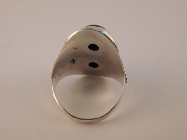 ONYX STERLING DOUBLE CABOCHON BEADED RING SZ 9.25 SILVER 925