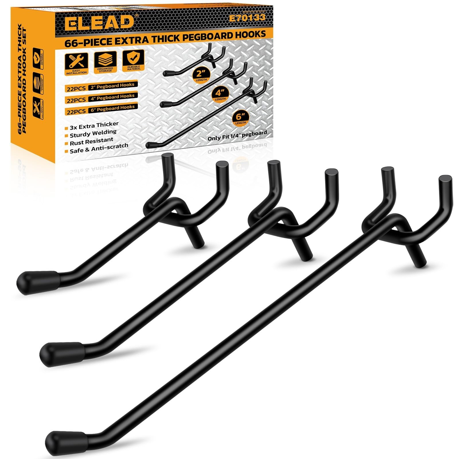 66-Piece Heavy Duty Pegboard Hooks Set - Extra Thick Tool Hangers for Garage & C