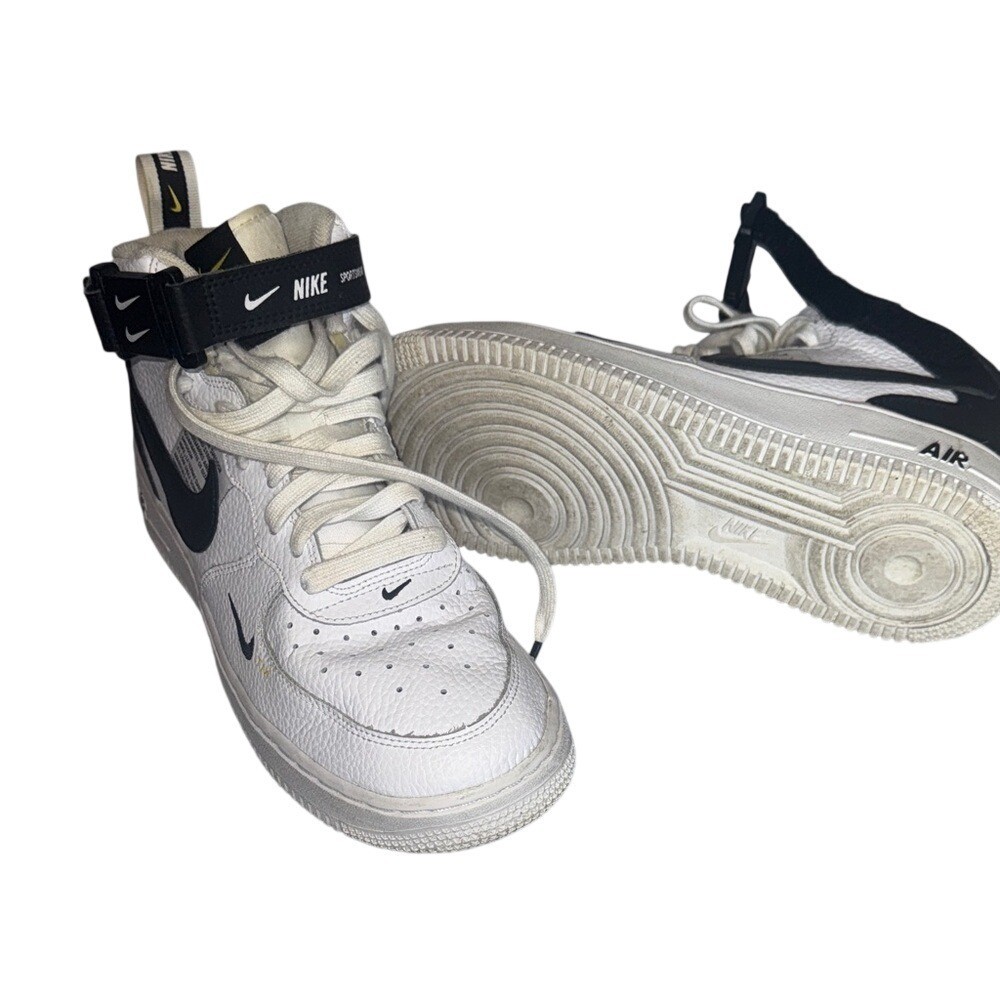 Nike Air Force 1 Mid LV8 GS White Black Tour Yellow Size 7Y
