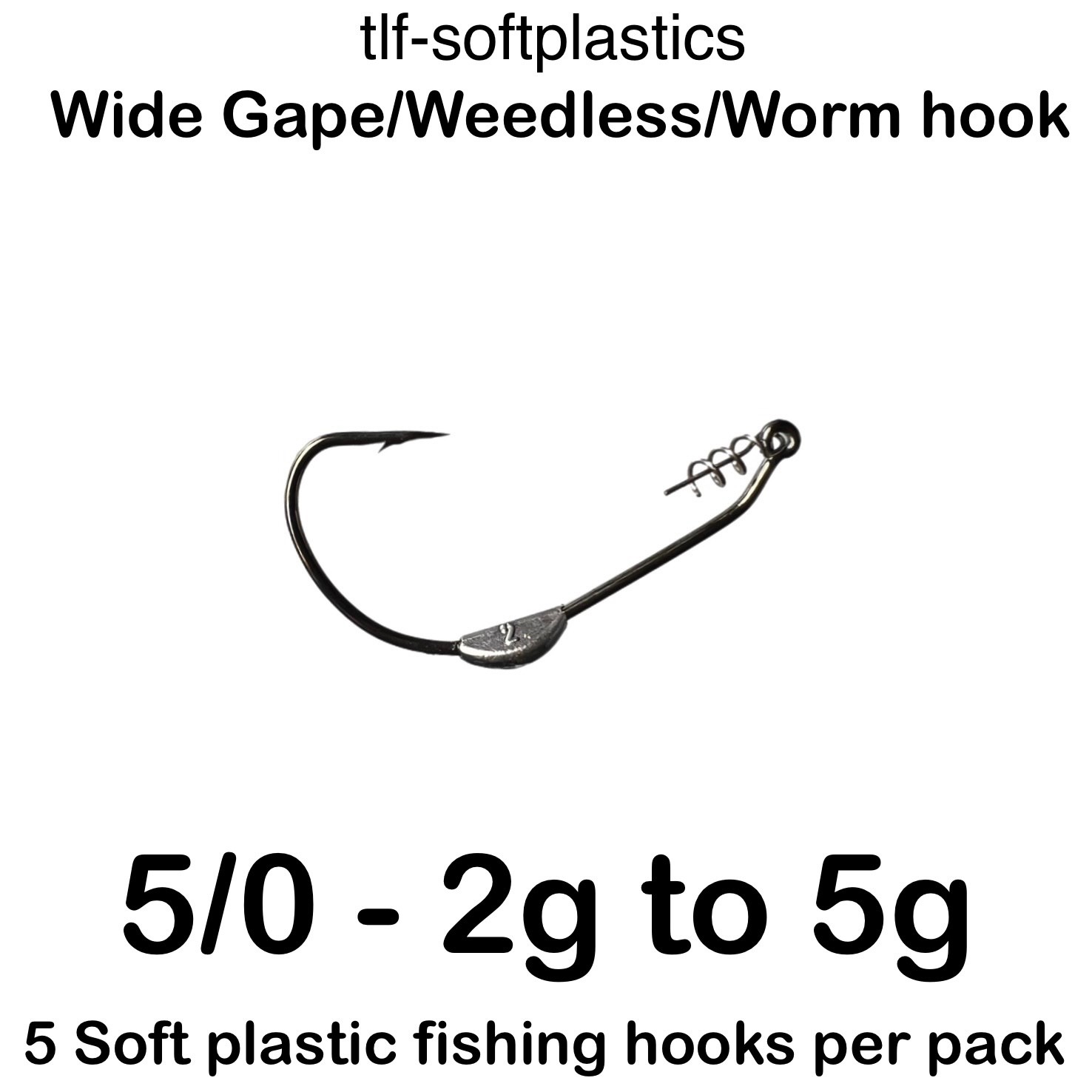5/0 WEIGHTED WIDE GAPE WORM JIG HOOK SOFT PLASTICS mustad vmc shape