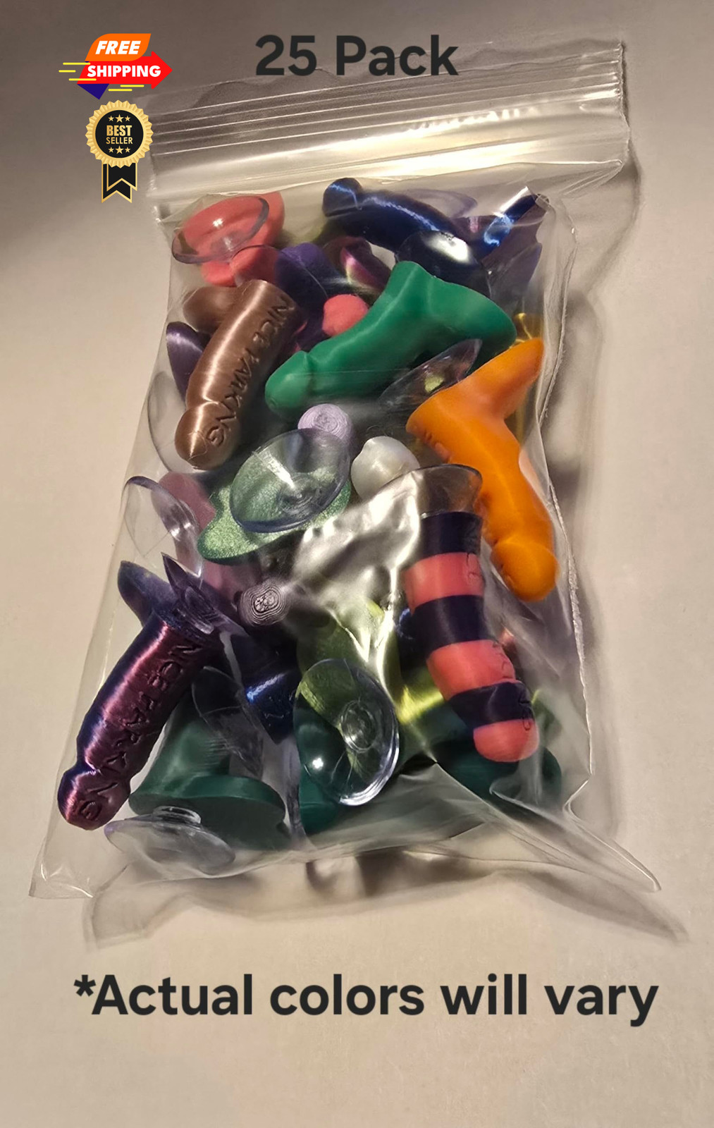 Nice Parking Engraved Mini Pranks with Suction Cups - Gag 25 Pack, Assorted