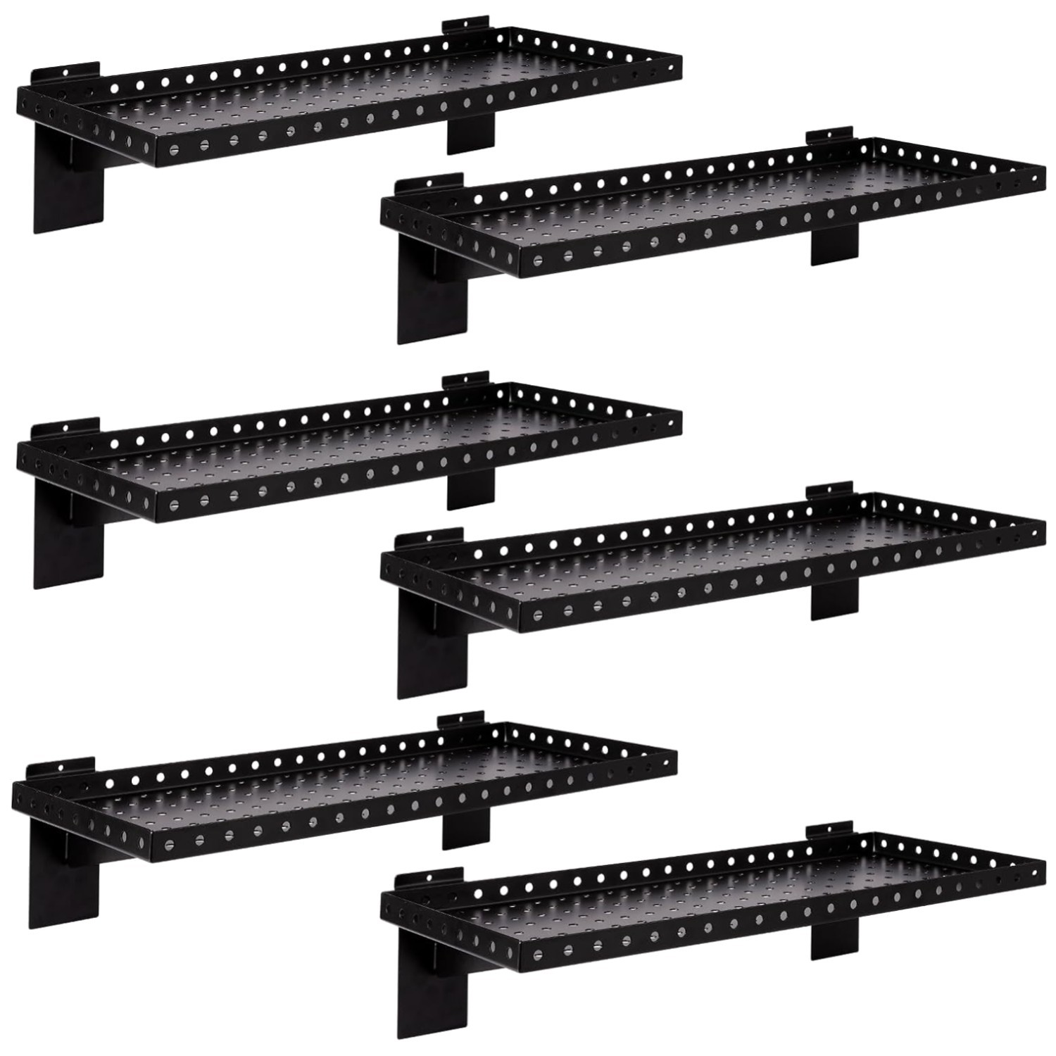 Hanging Shelf Set: Heavy Duty Slatwall 24x10 - 6 Pack