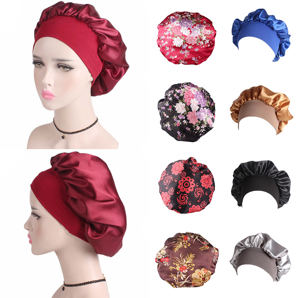 Women Long Hair Care Bonnet Sleep Hat Wide Edge Stretch Nightcap Wrap Cover❥