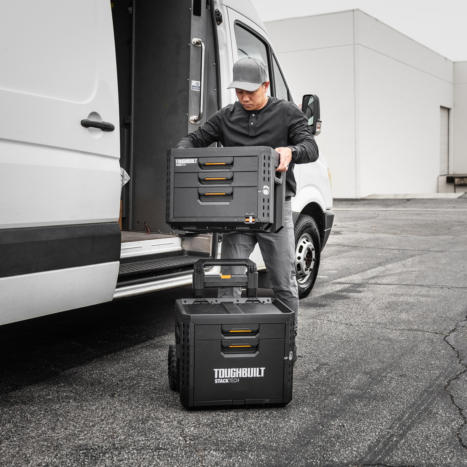 ToughBuilt StackTech 2-Drawer Rolling Locking Box, Tool Storage & Gear Organizer