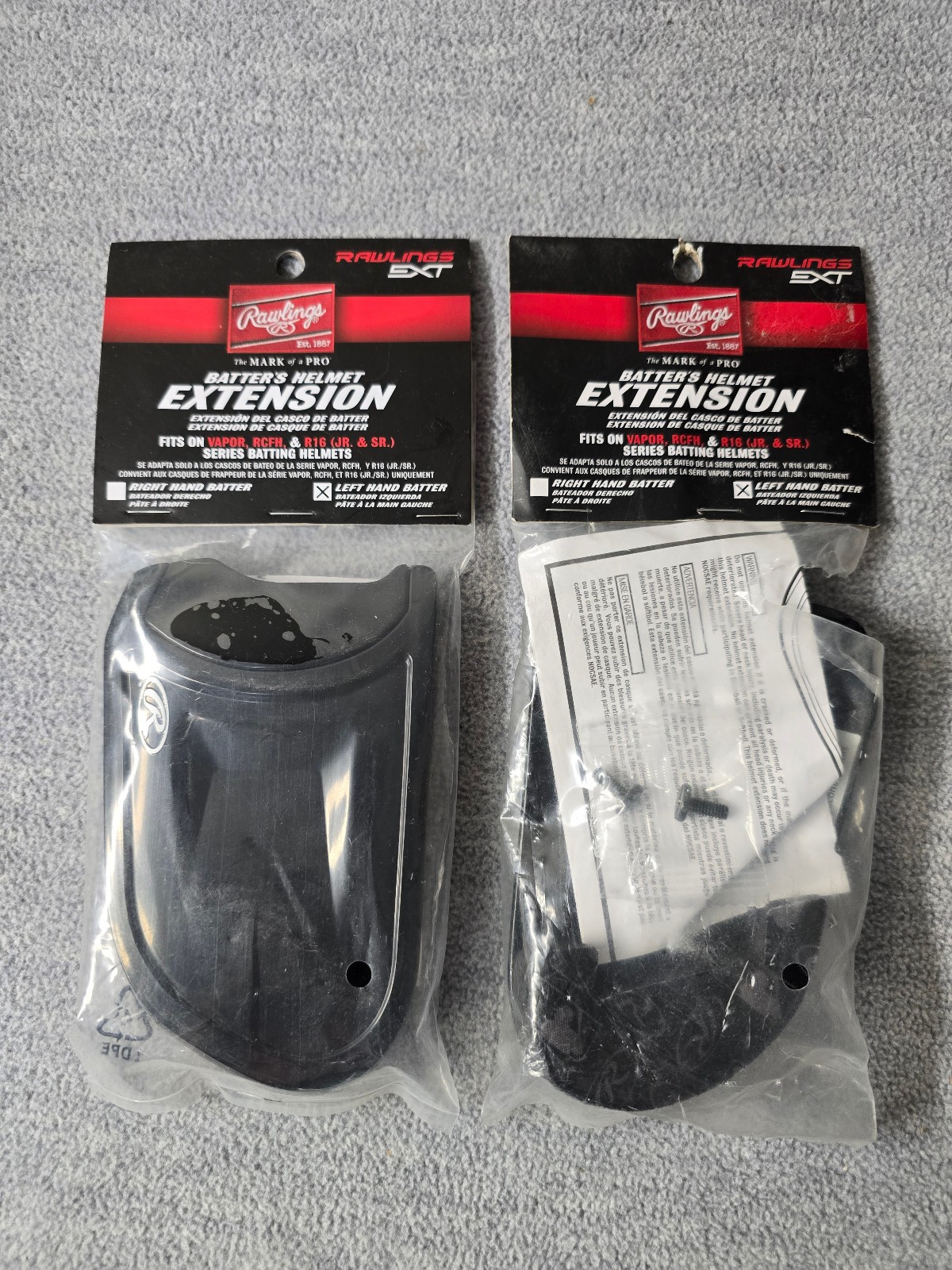 RAWLINGS EXT - Batter's Helmet Extension (Fits Vapor, RCFH, R16 JR & SR) LEFT x2