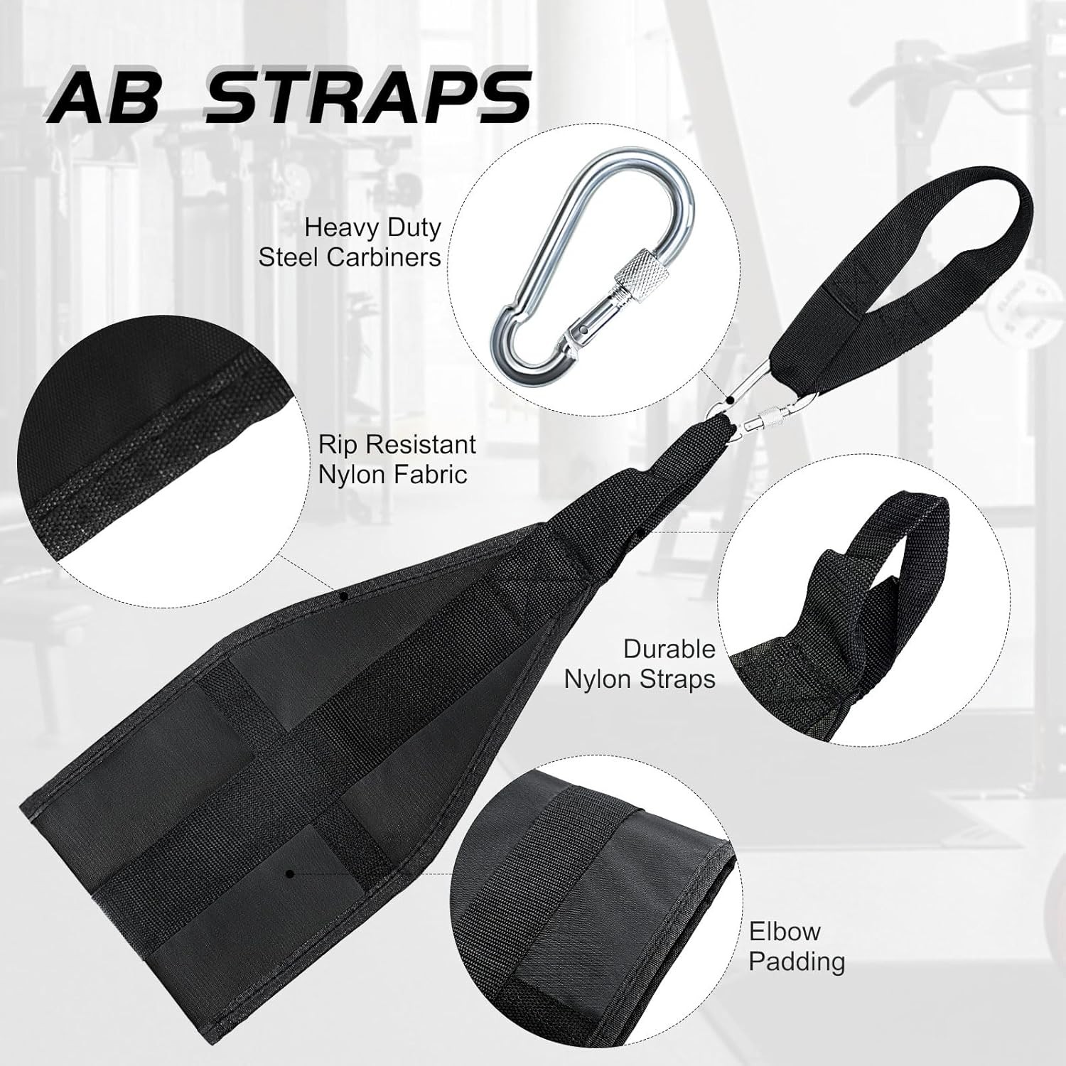 Hanging Ab Straps for Pull Up Bar: Gym Sling Arm up Black