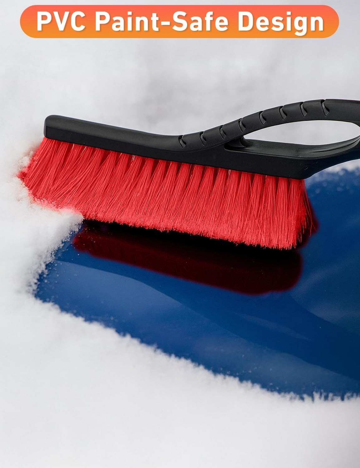 Effortless 27-Inch Snow Brush & Ice Scraper Set - Red, Scratch-Free, and Durable