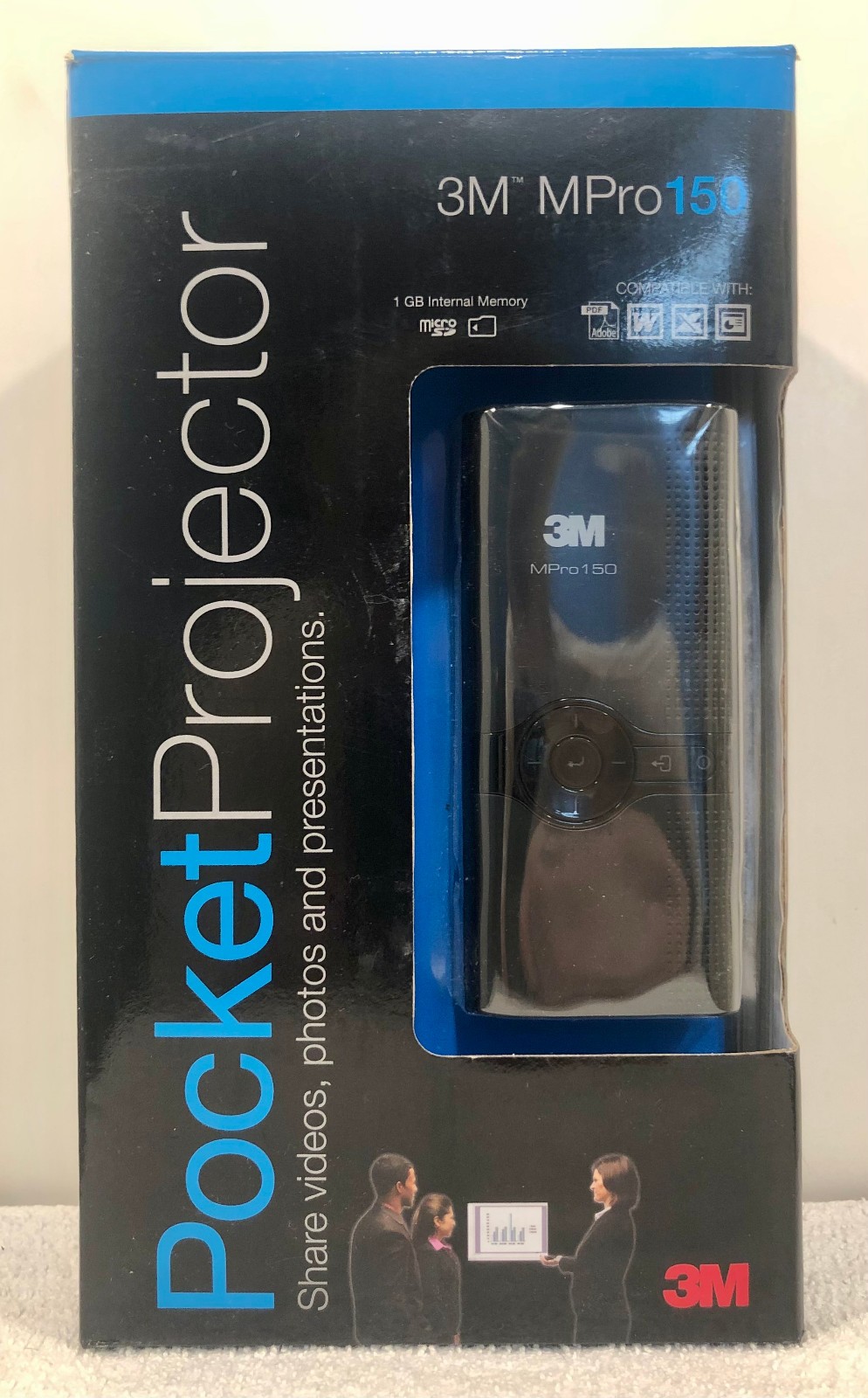 🎁 3M MPro150 Compact Portable Pocket Projector 1 GB LED Black 8”-50” Display 🎁