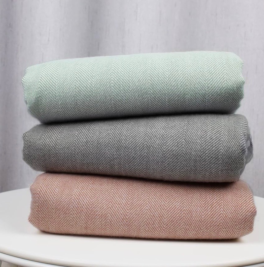 Pack 3 Decorative Herringbone Faux Cashmere Lightweight Throw Blanket 50"x 60"