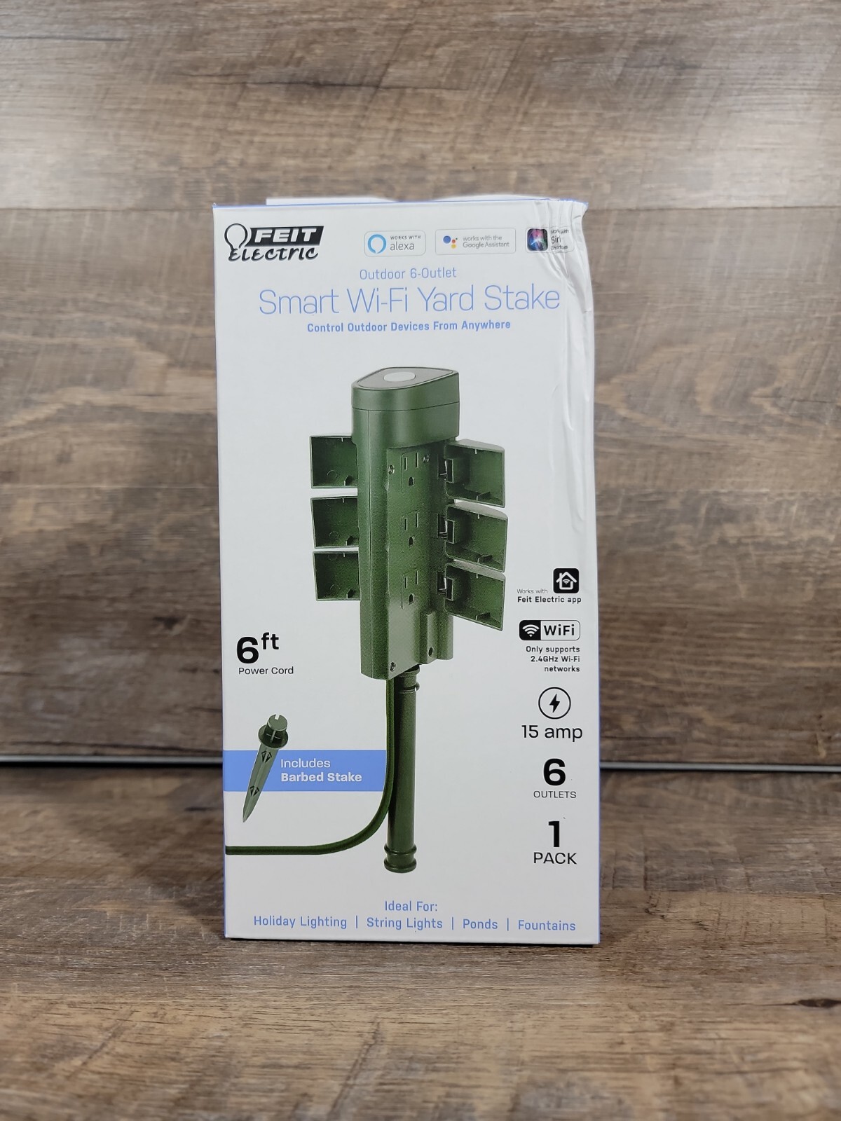 Feit Electric Smart wi-fi Yard stake 6’ Power Cord 6 Outlet String Lights 15 amp