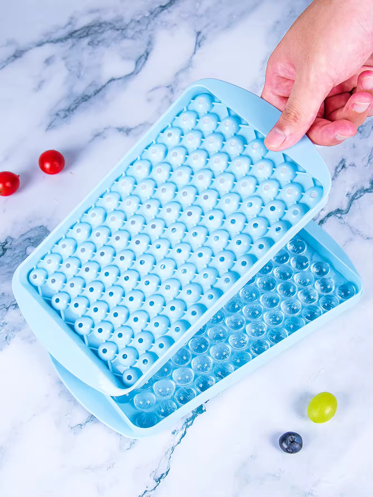 3 Pack Mini Ice Cube Trays with Lid & Bin Easy Release BPA Free