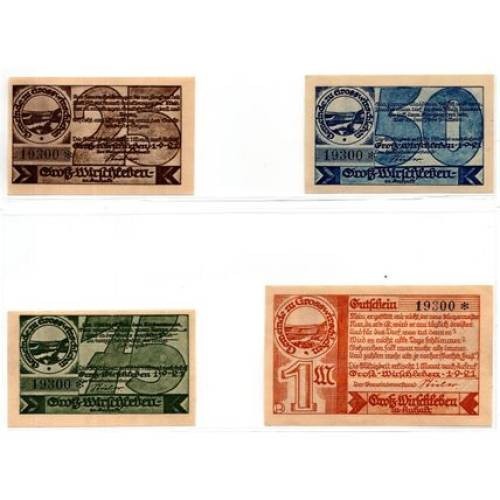 1921 Germany Groß-Wirschleben Notgeld Set of 4 Notes (1538)