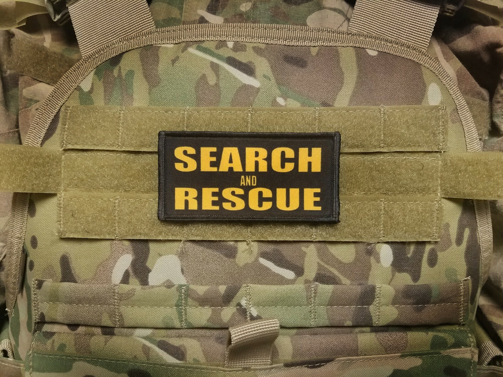 2x4" Search and Rescue Gold Black Tactical Placard Patch For Plate Carrier K-9