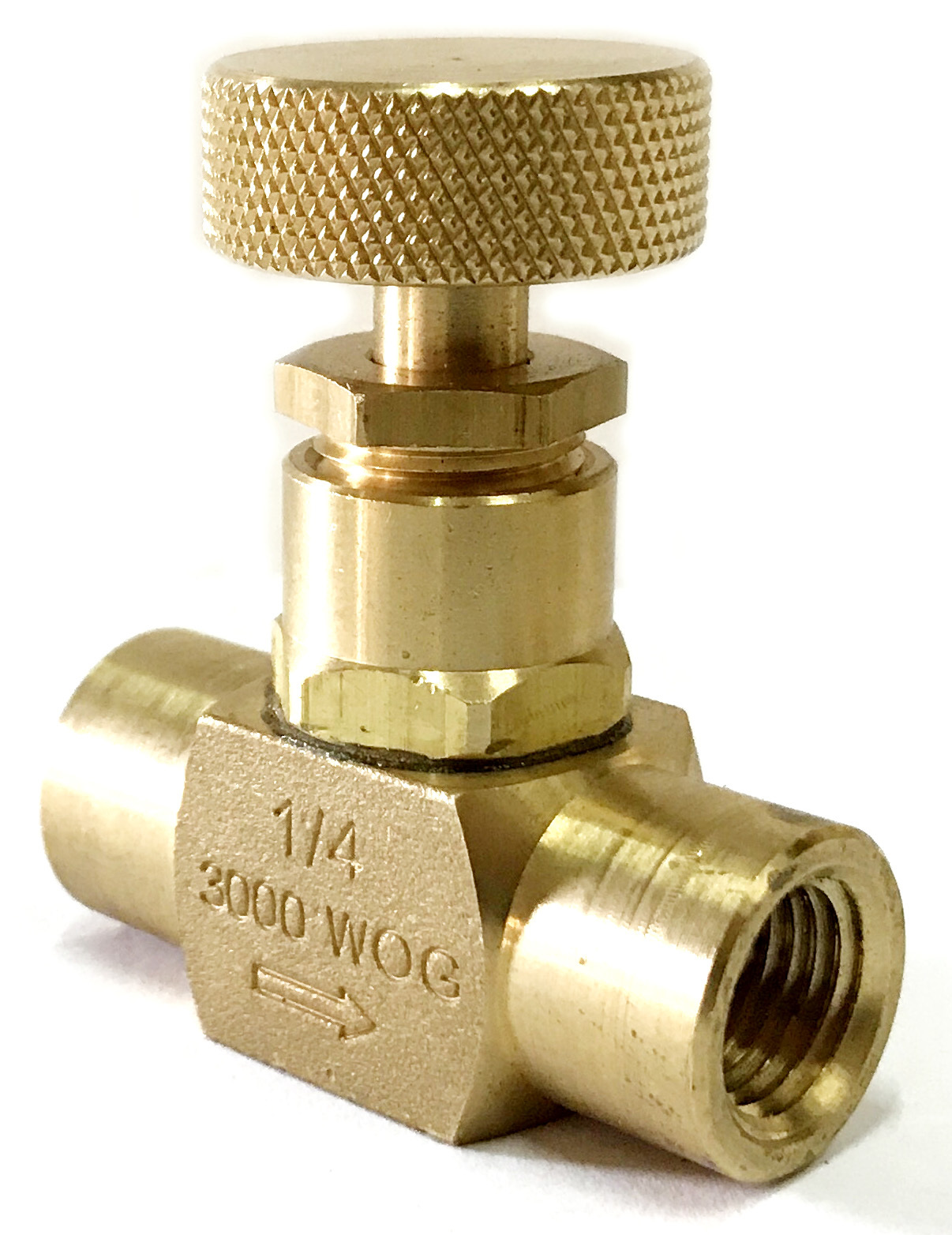 NNI 1/4" Female NPT Brass Needle Valve 3000 WOG Plumbing, Propane, Gauge