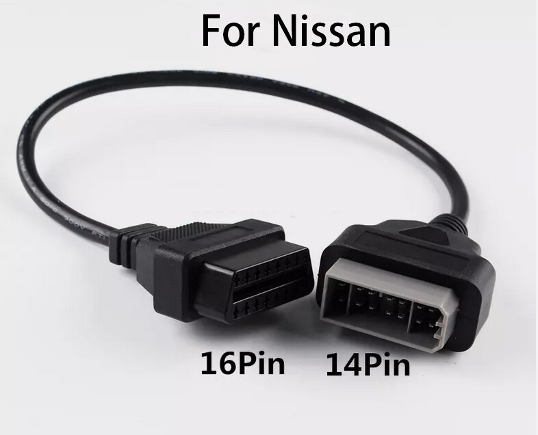 NEW For Nissan 14 Pin OBD1 to 16 Pin OBD2 Diagnostic New Adapter Cable 34cm USA