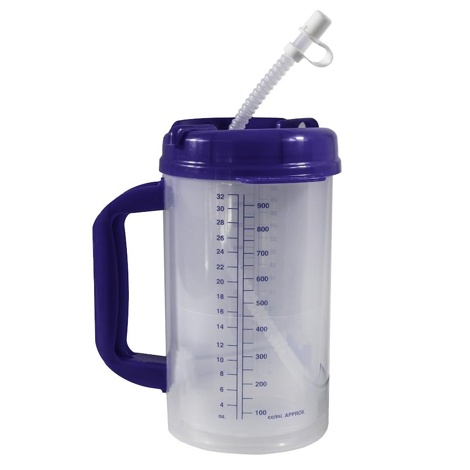 Vakly Hospital Carafe Insulated Double-walled Water Tracking Thermos – 32 Oz Cap