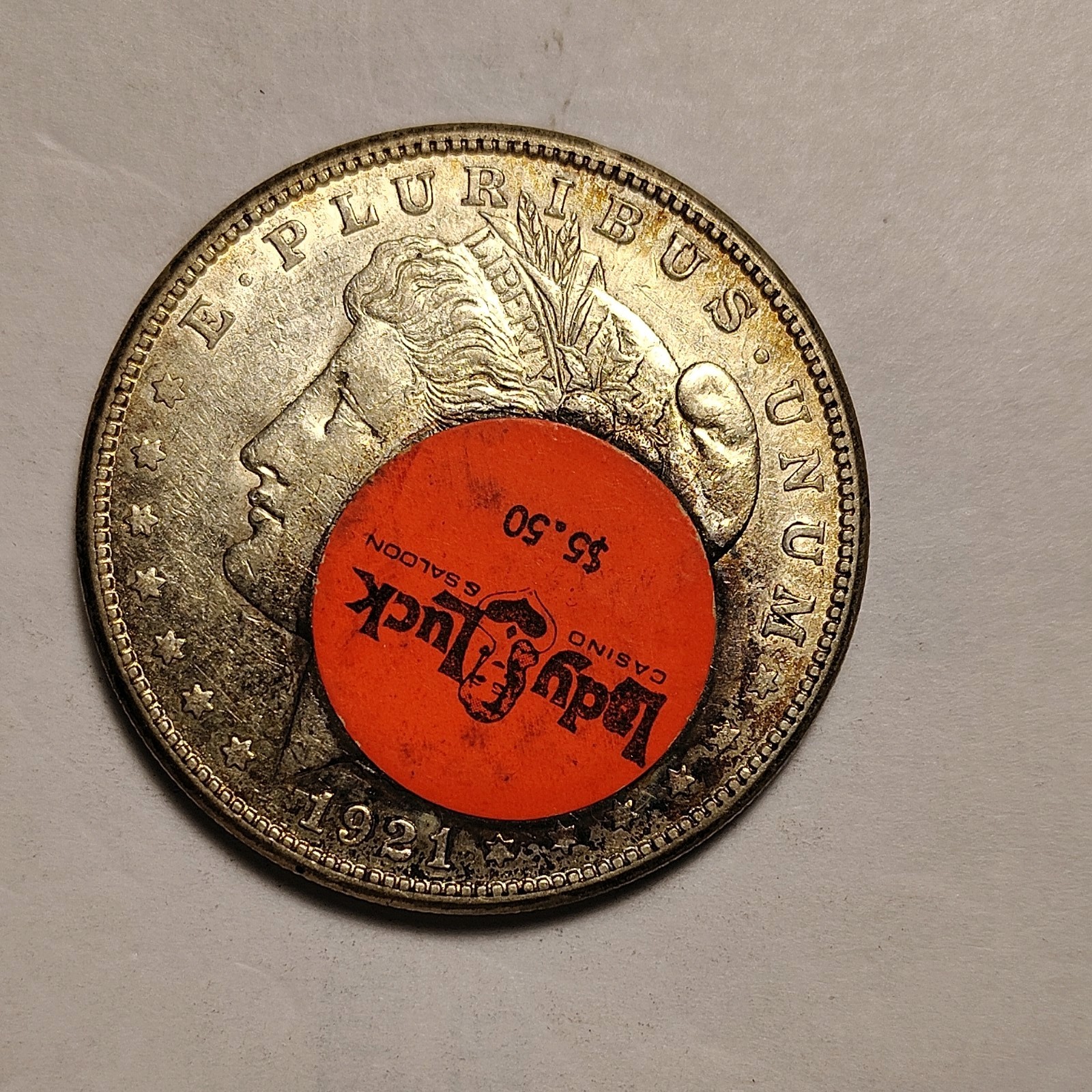 1921-P Peace Silver Dollar Lady Luck Las Vegas Sticker