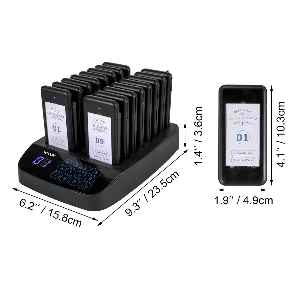 F101 Wireless Calling System 16 Pagers Touch Keyboard Restaurant Pager System wi