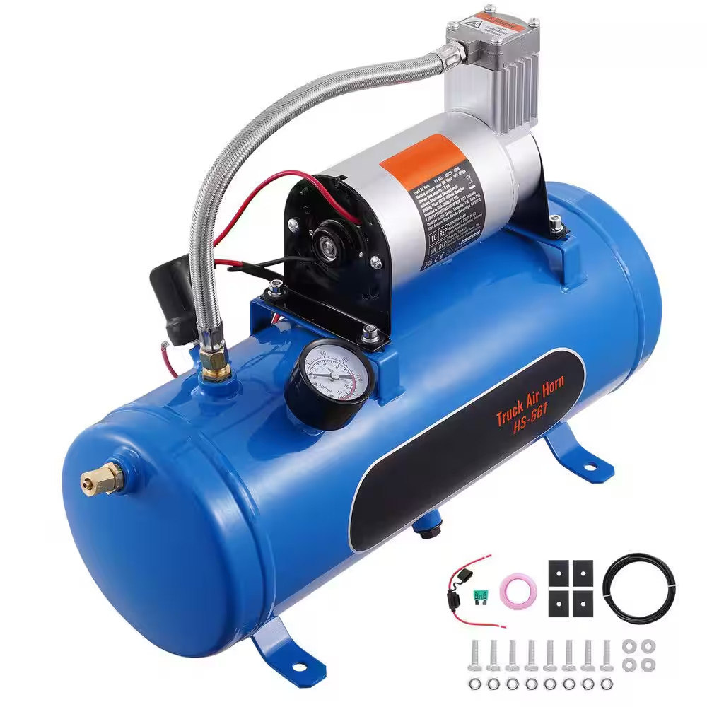 12-Volt Air Compressor with Tank 1.6 Gal., Train Horn Air Compressor, Working Pr