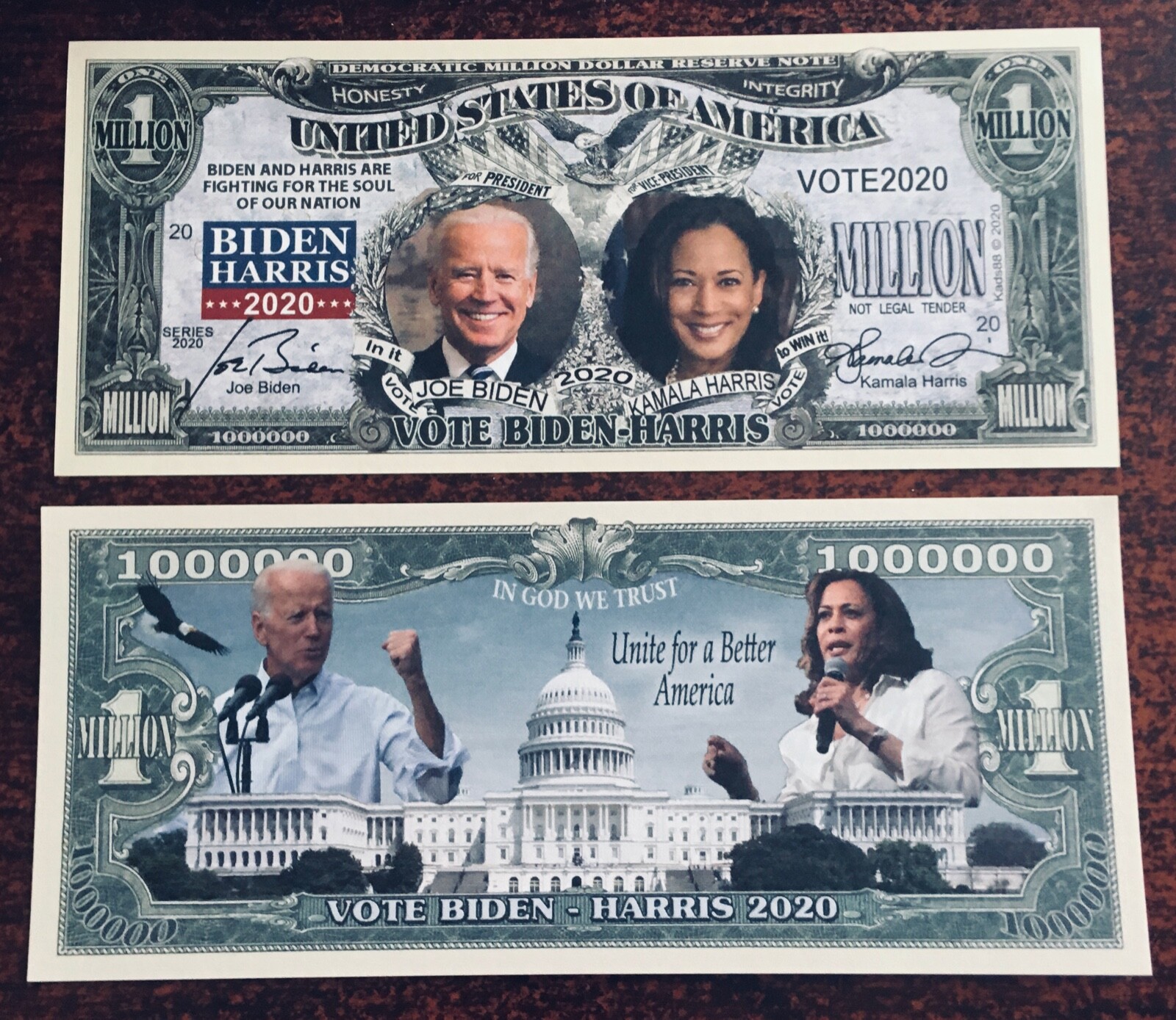2020 Biden/Harris Novelty notes with free shipping within the USA