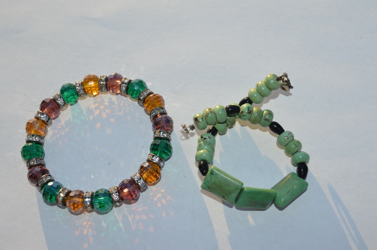 Southwestern Turquoise bracelt & mult sided glass bead with Rhinestones bracelet