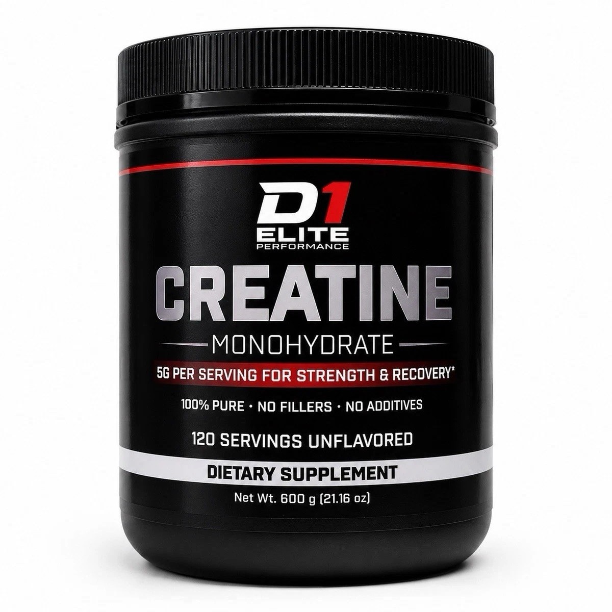 Creatine Monohydrate Powder 600g 120 Servings Micronized Unflavored Recovery