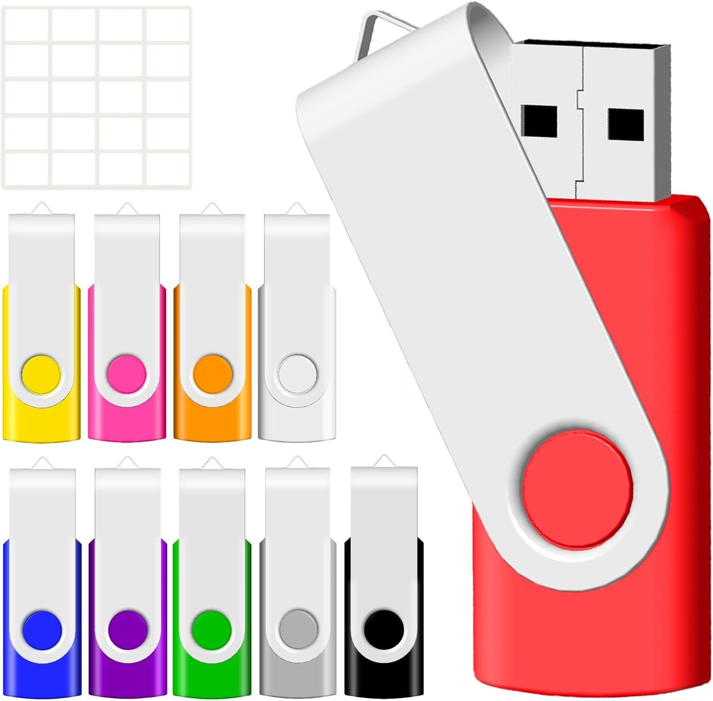 2GB USB Flash Drive 10 Pack JBOS 2 GB Drives Memory Stick 2GB, Mix(10)