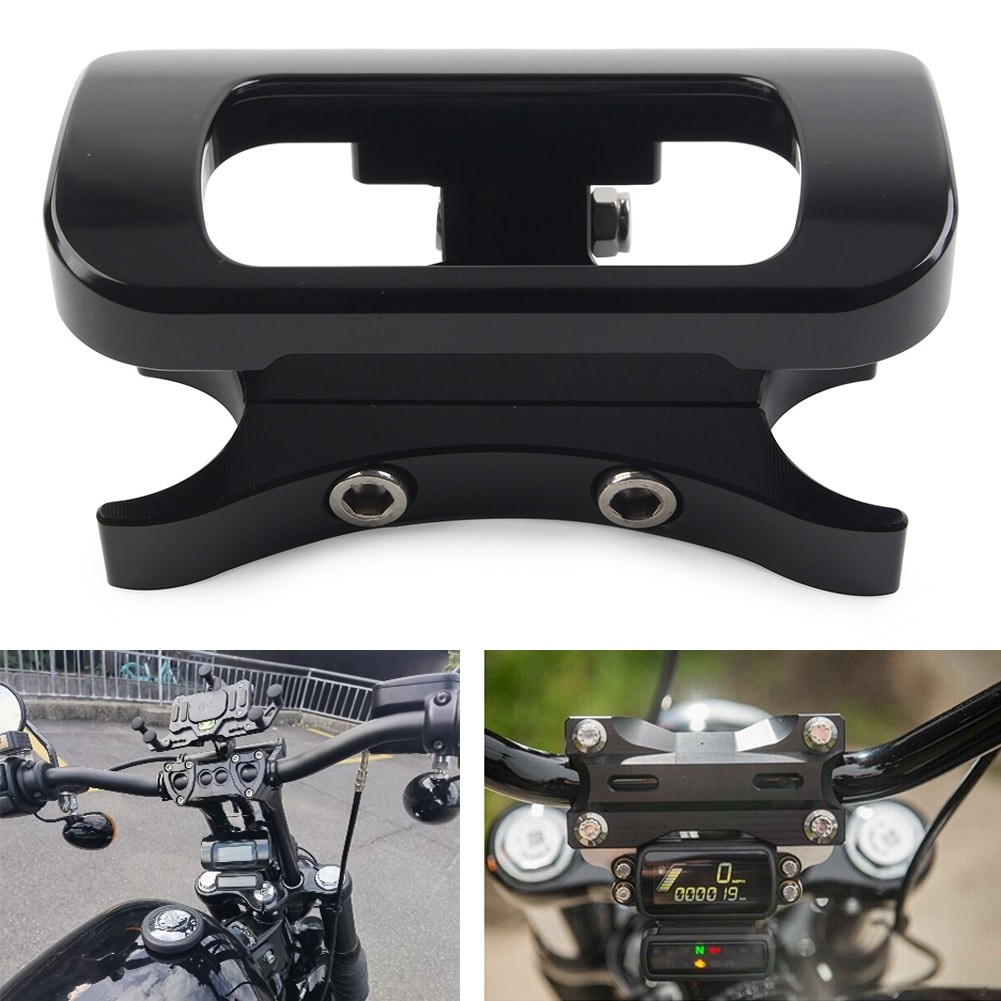 1-1/4" Handlebar Risers Gauge Mount Fit Harley Softail Street Bob FXBB 2018-20