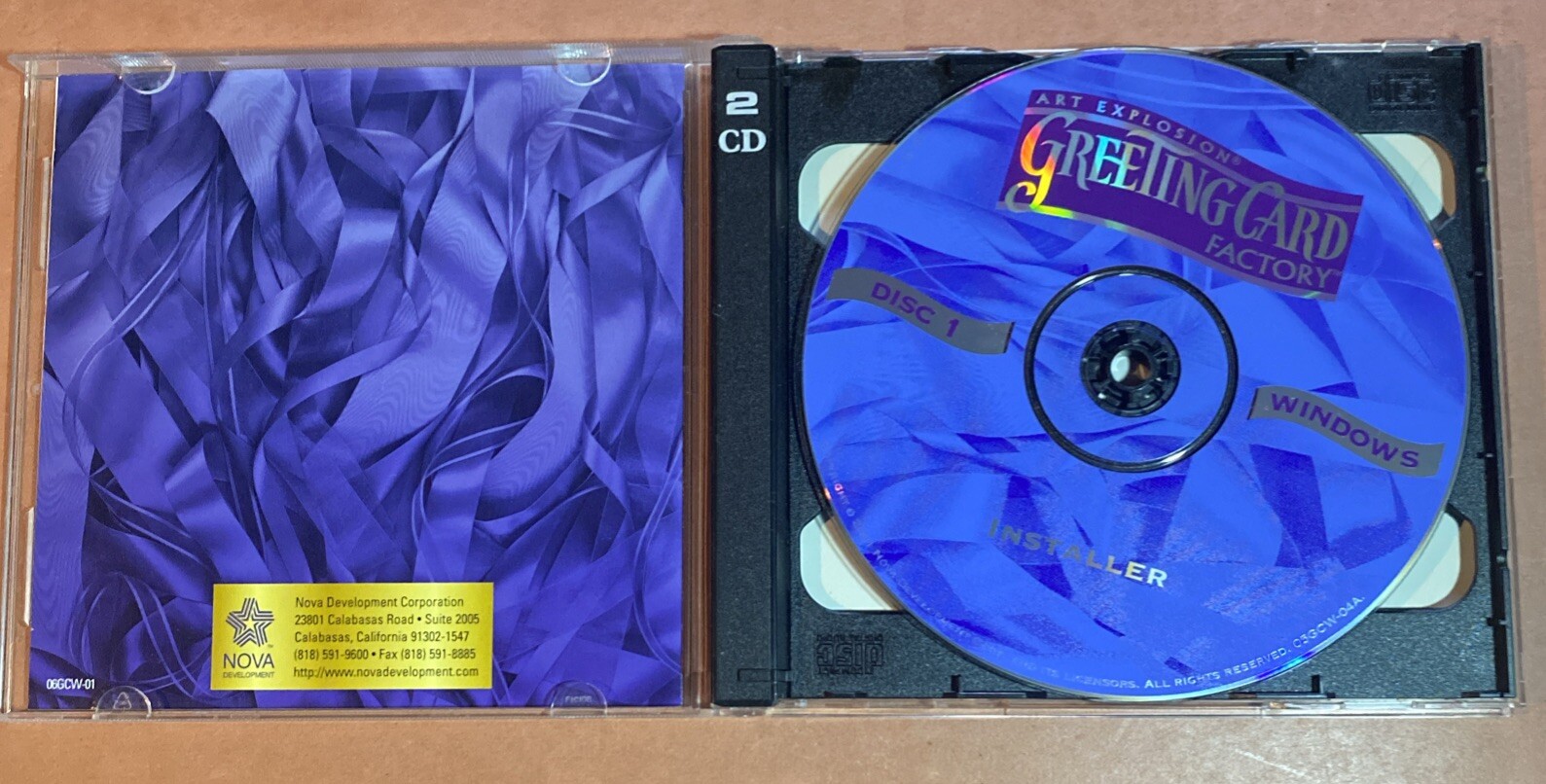 2 CD Art Explosion Greeting Card Factory 2000 PC Computer Nova Develop. Software