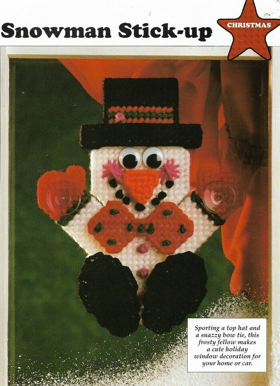 NEW SNOWMAN STICK UP CHRISTMAS PLASTIC CANVAS PATTERN INSTRUCTIONS
